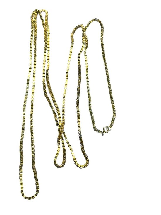 Jewelry - Vintage Goldtone Square Chain Necklace Spring Ring Clasp 60 inches Long